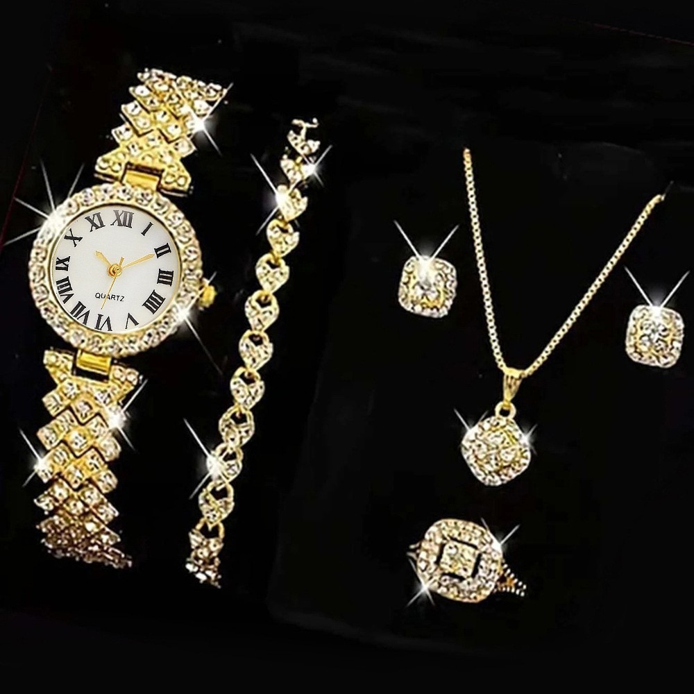 Jewelry Watches Luxury - 6PCS/Set Luxury Rhinestone Women Watches Fashion