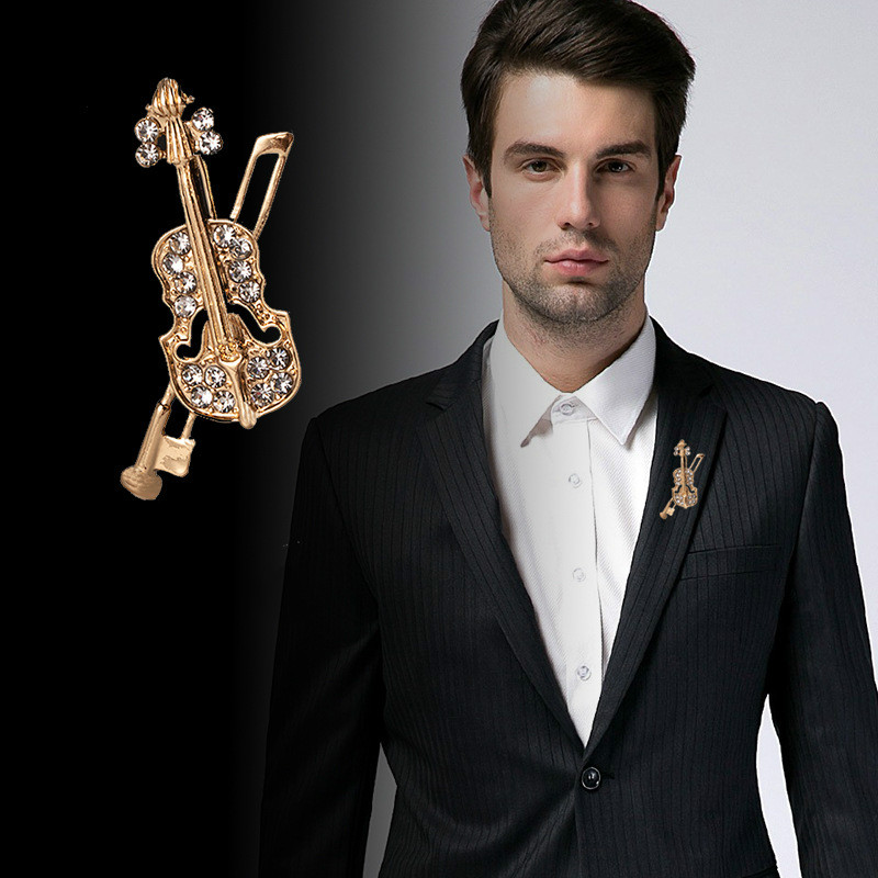 Crystal Violin Brooch Jewelry  - Vintage Brooch Pin 评论和价格