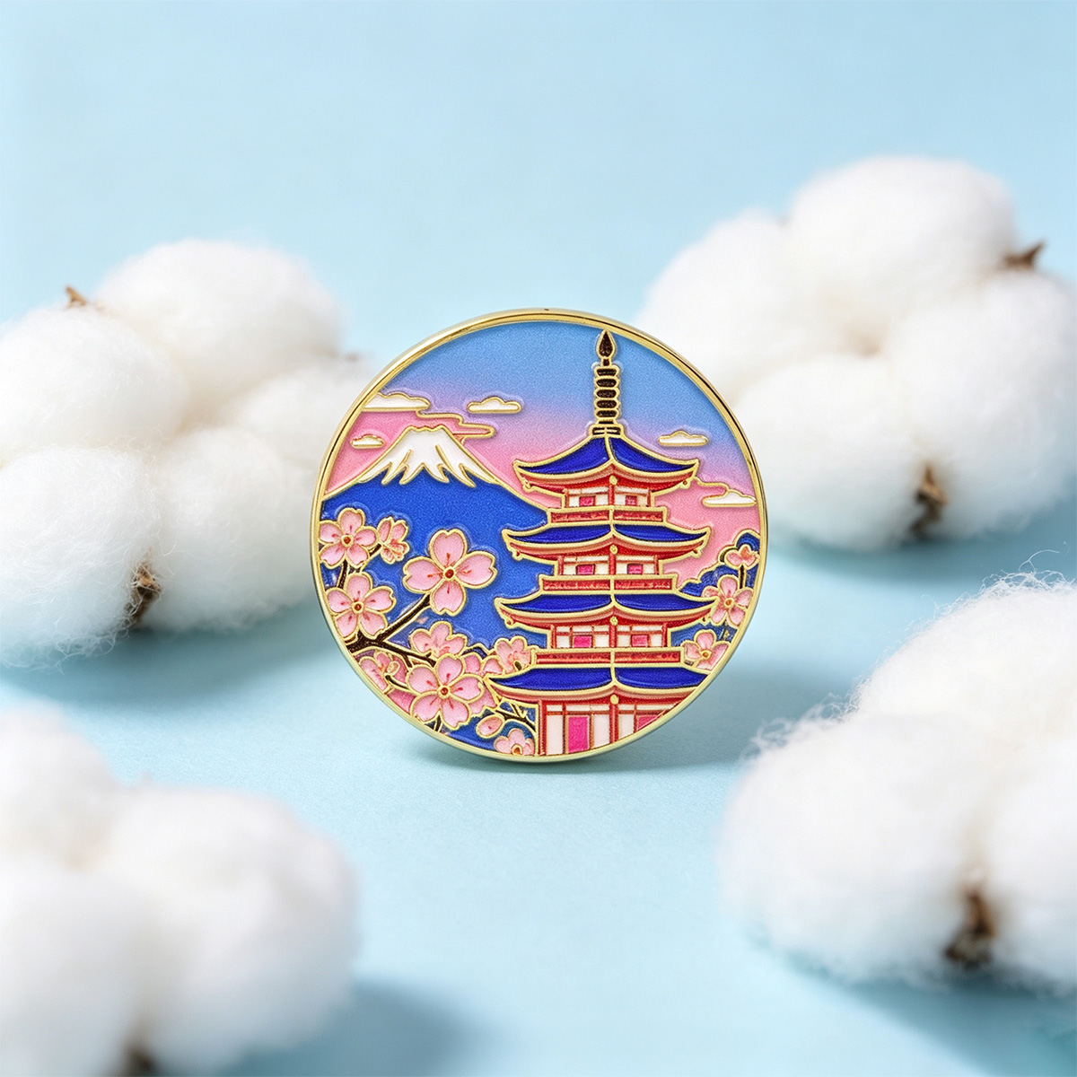 Japanese Cherry Blossom Enamel - Vintage Brooch Pin 评论和价格