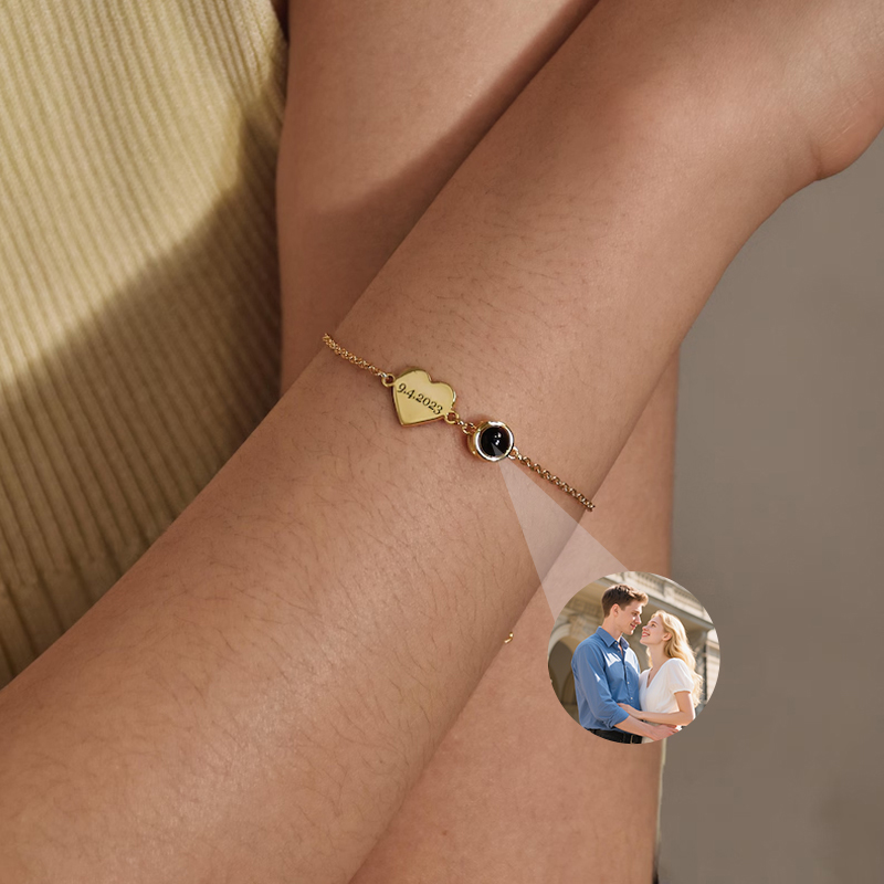 Custom Name Bracelet with Phot - Rose Gold Bracelet 评论和价格