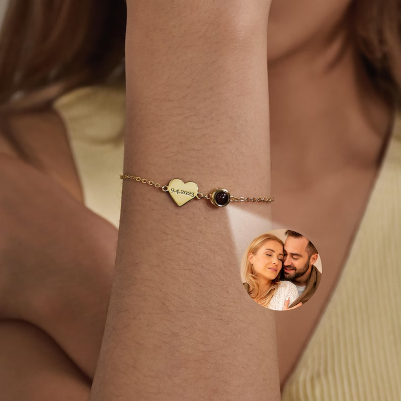 Custom Name Bracelet with Phot - Rose Gold Bracelet 评论和价格