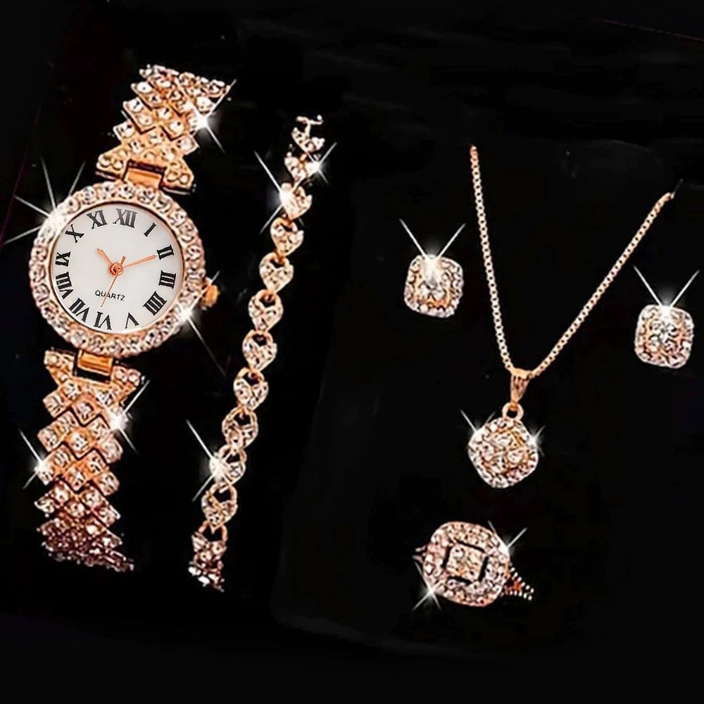 6PCS/Set Luxury Rhinestone Wom - Jewelry Watches Luxury 评论和价格