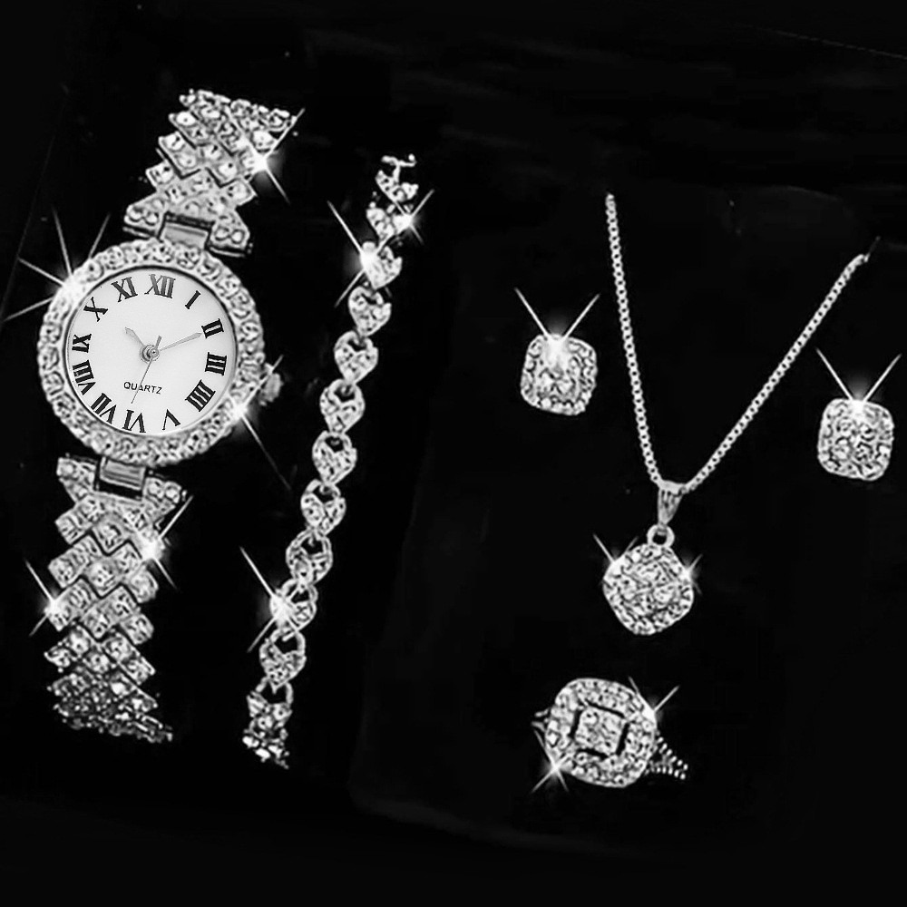 6PCS/Set Luxury Rhinestone Wom - Jewelry Watches Luxury 评论和价格