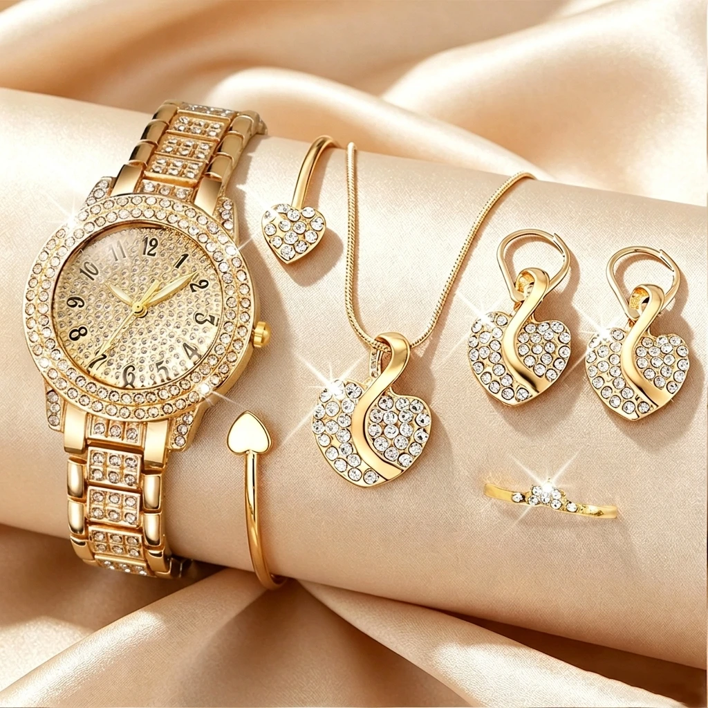 6PCS Fashion Rhinestone Women  - Jewelry Watches Luxury 评论和价格