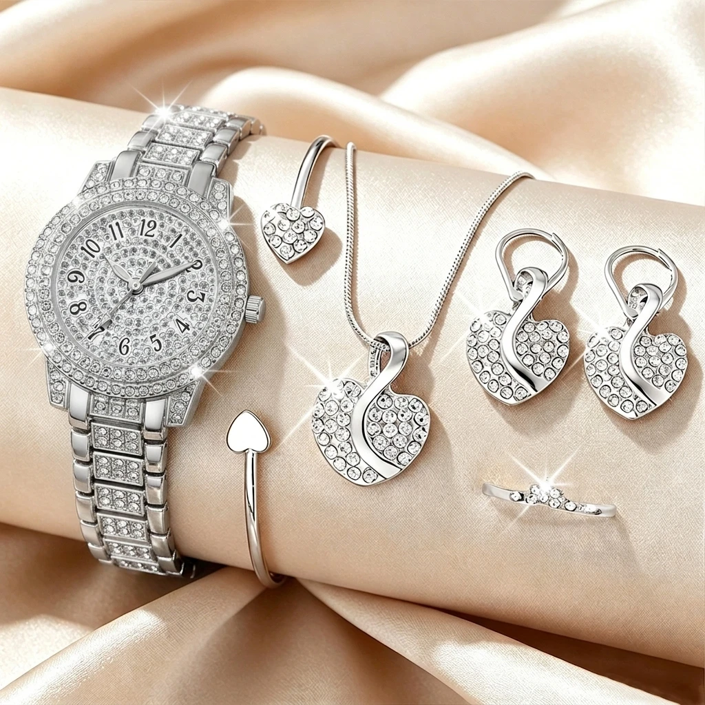 6PCS Fashion Rhinestone Women  - Jewelry Watches Luxury 评论和价格