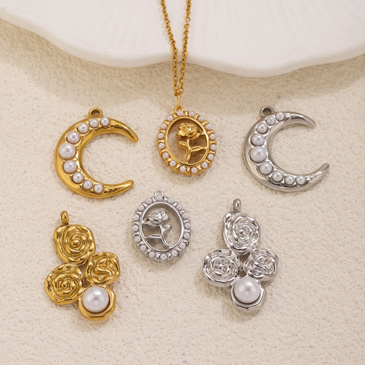 5Pcs Stainless Steel 18K Gold  - Rose Gold Bracelet 评论和价格
