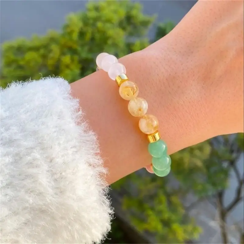 Natural Amethyst Rose Quartz B - Rose Gold Bracelet 评论和价格